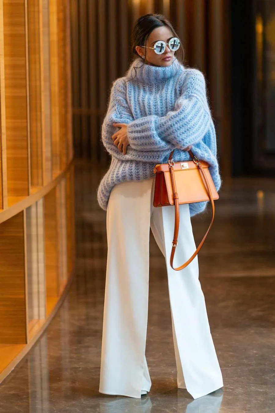 Fluffy long-sleeved sweater