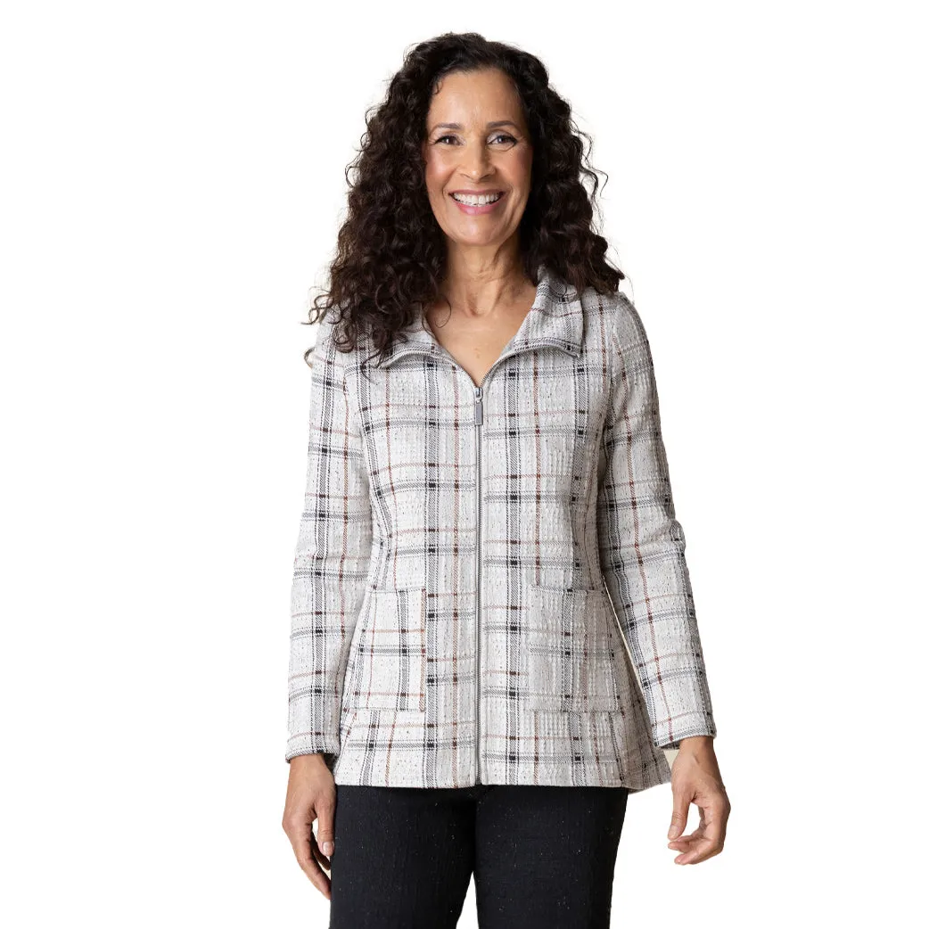 Habitat Speckle Knit Plaid Swing Jacket in Putty - 32847