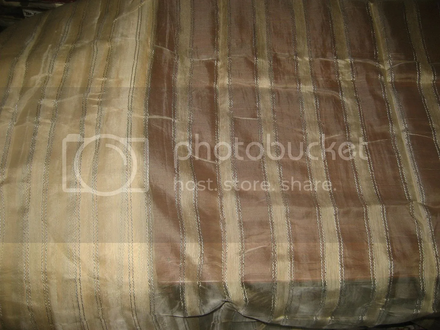 IVORY SILK ORGANZA FABRIC 44&quot; ROPE STRIPES [8270]