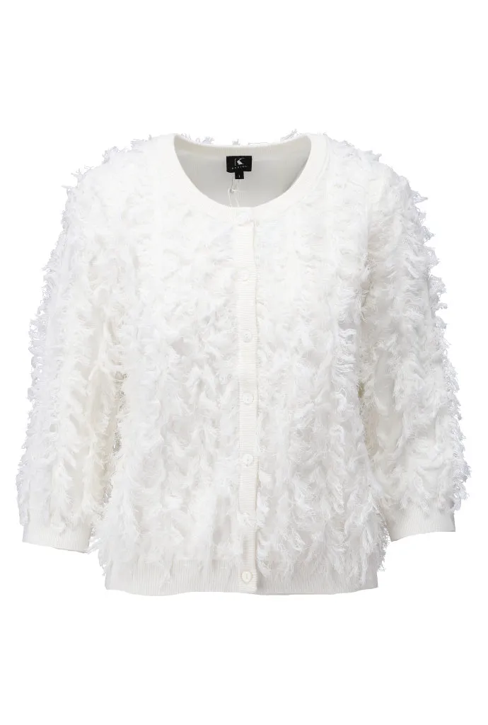 K-design - Cardigan met franjes (A847Ecru)