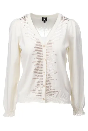 K-design - Cardigan met V-hals en lovertjes (A819Ecru)
