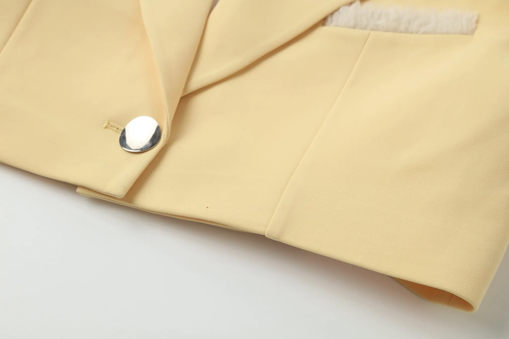 Lemon Yellow Lace Layering Cropped Blazer