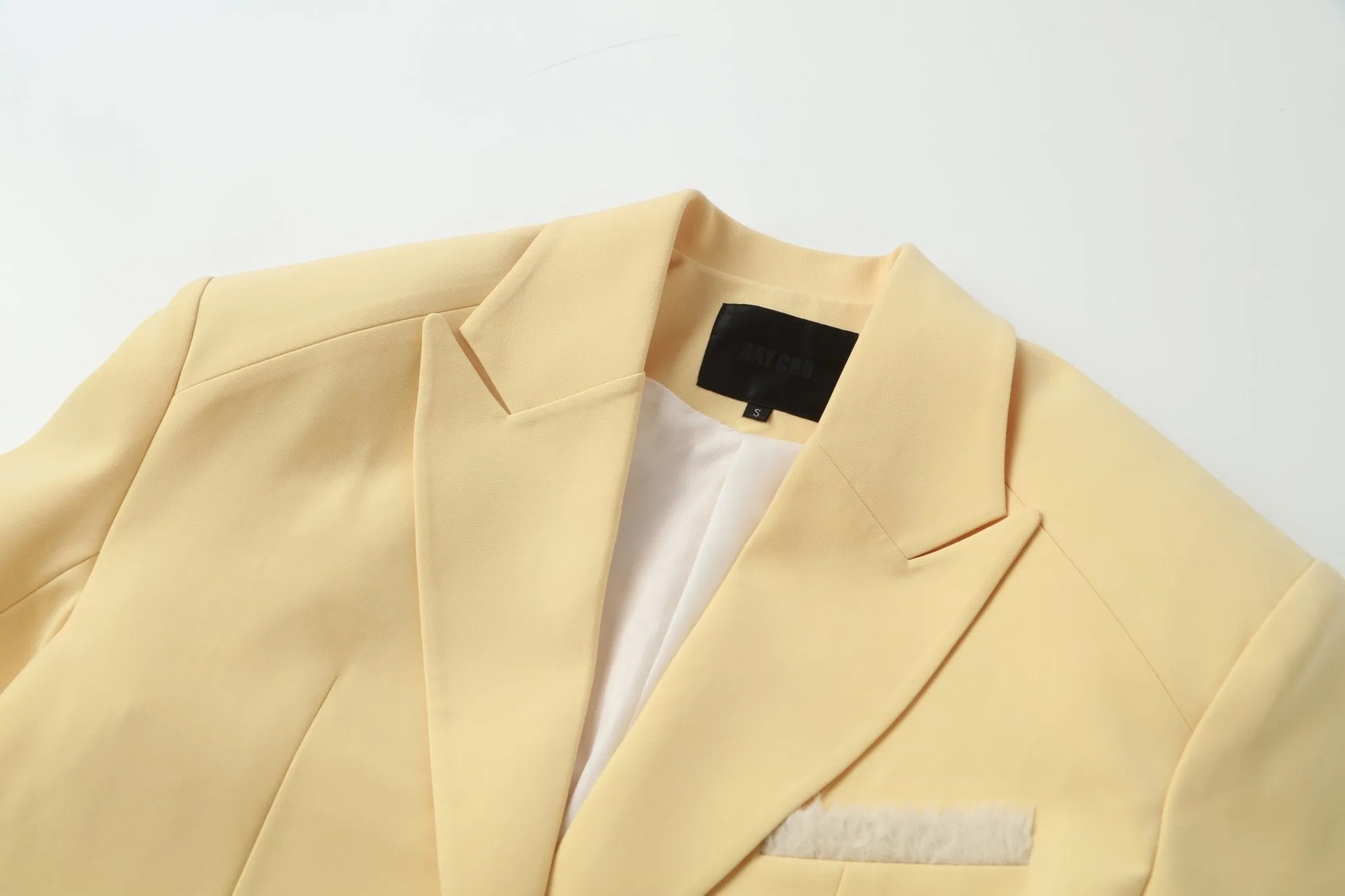 Lemon Yellow Lace Layering Cropped Blazer
