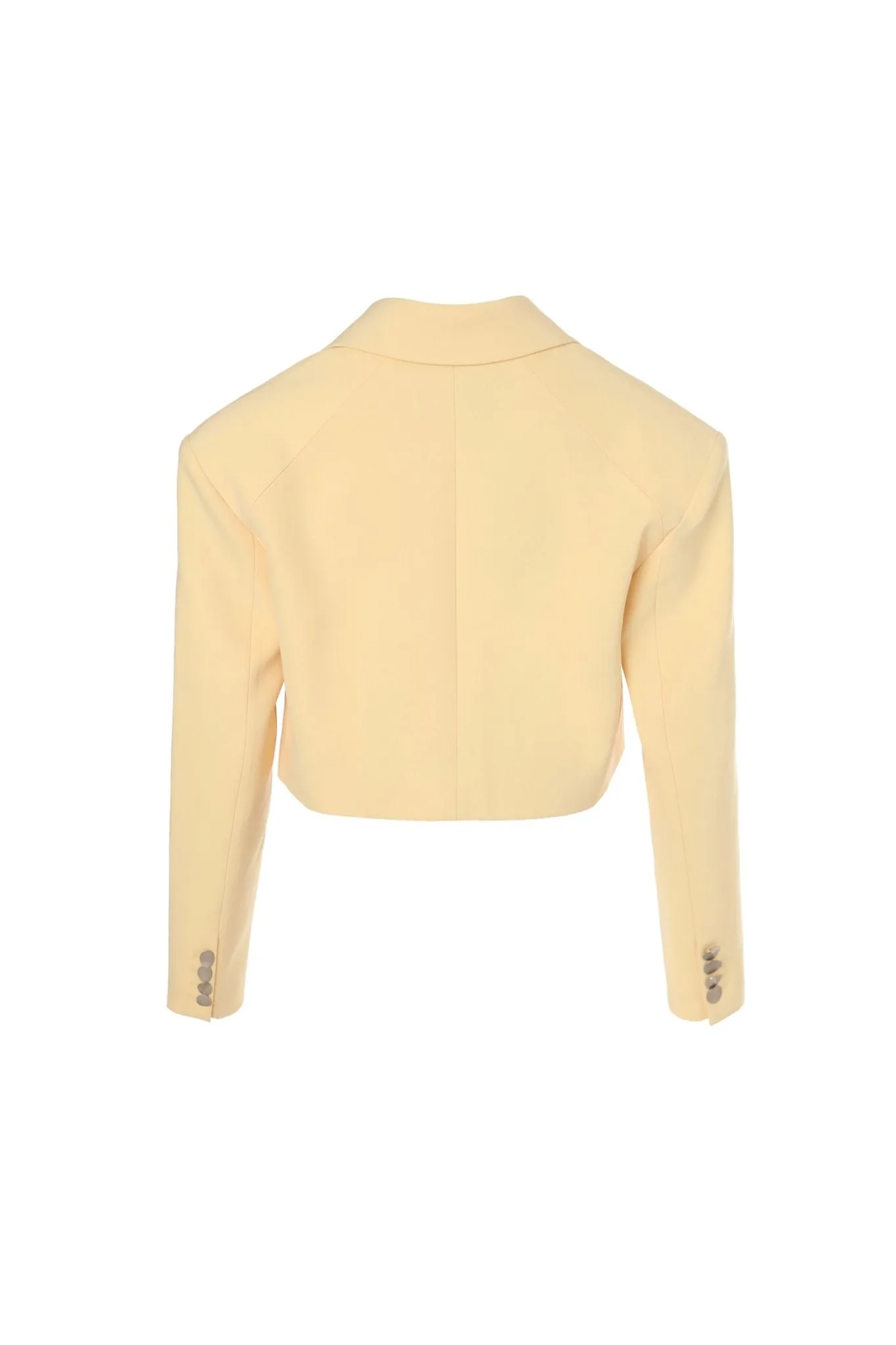 Lemon Yellow Lace Layering Cropped Blazer