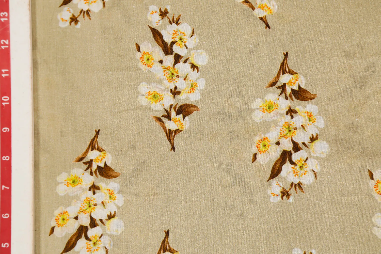 Light Gold Printed Cotton Cambric Fabric