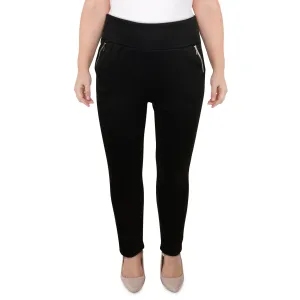 lily morgan Women's Plus Black Pants with Zipper Detail