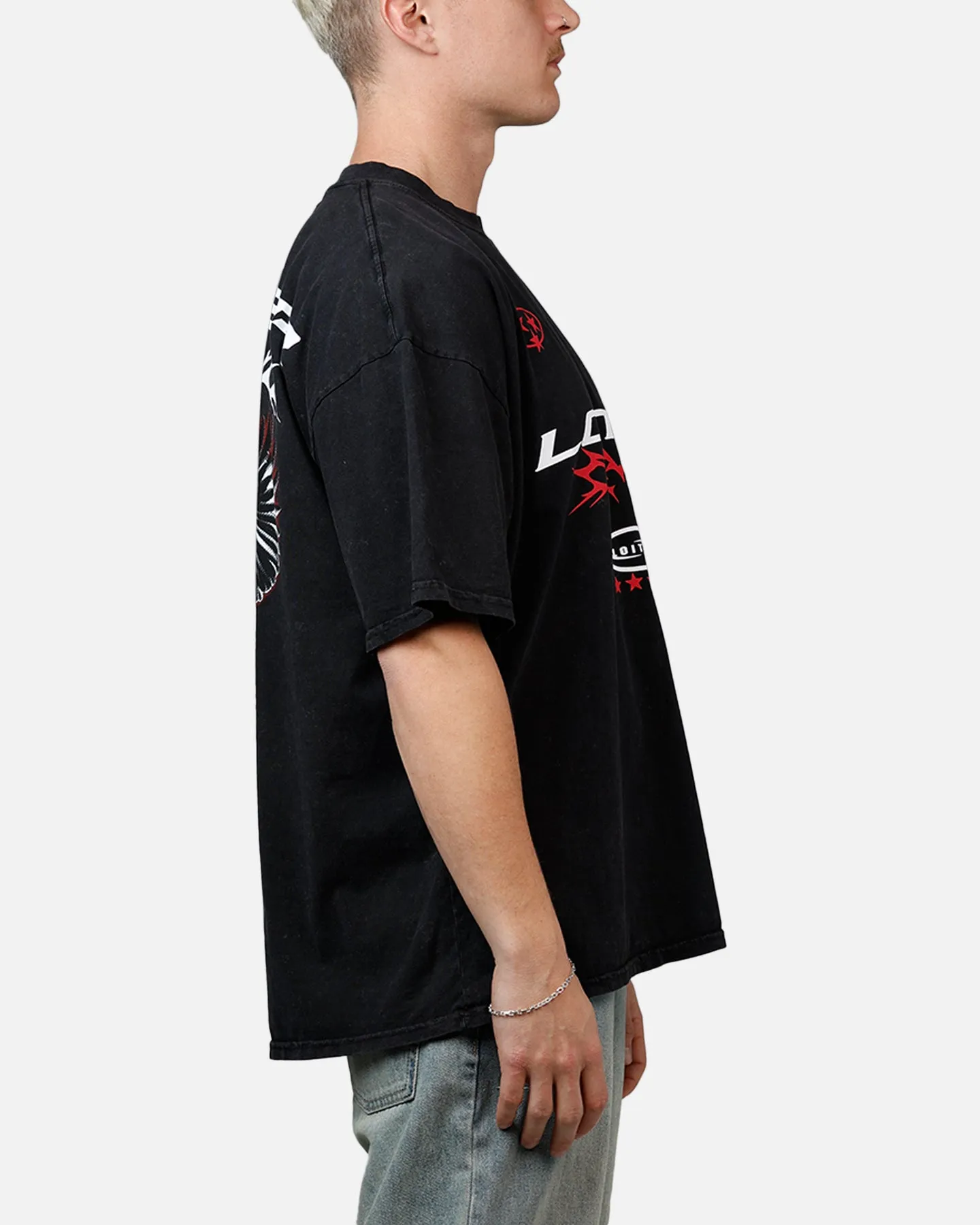 Loiter Flight T-Shirt Black Acidwash