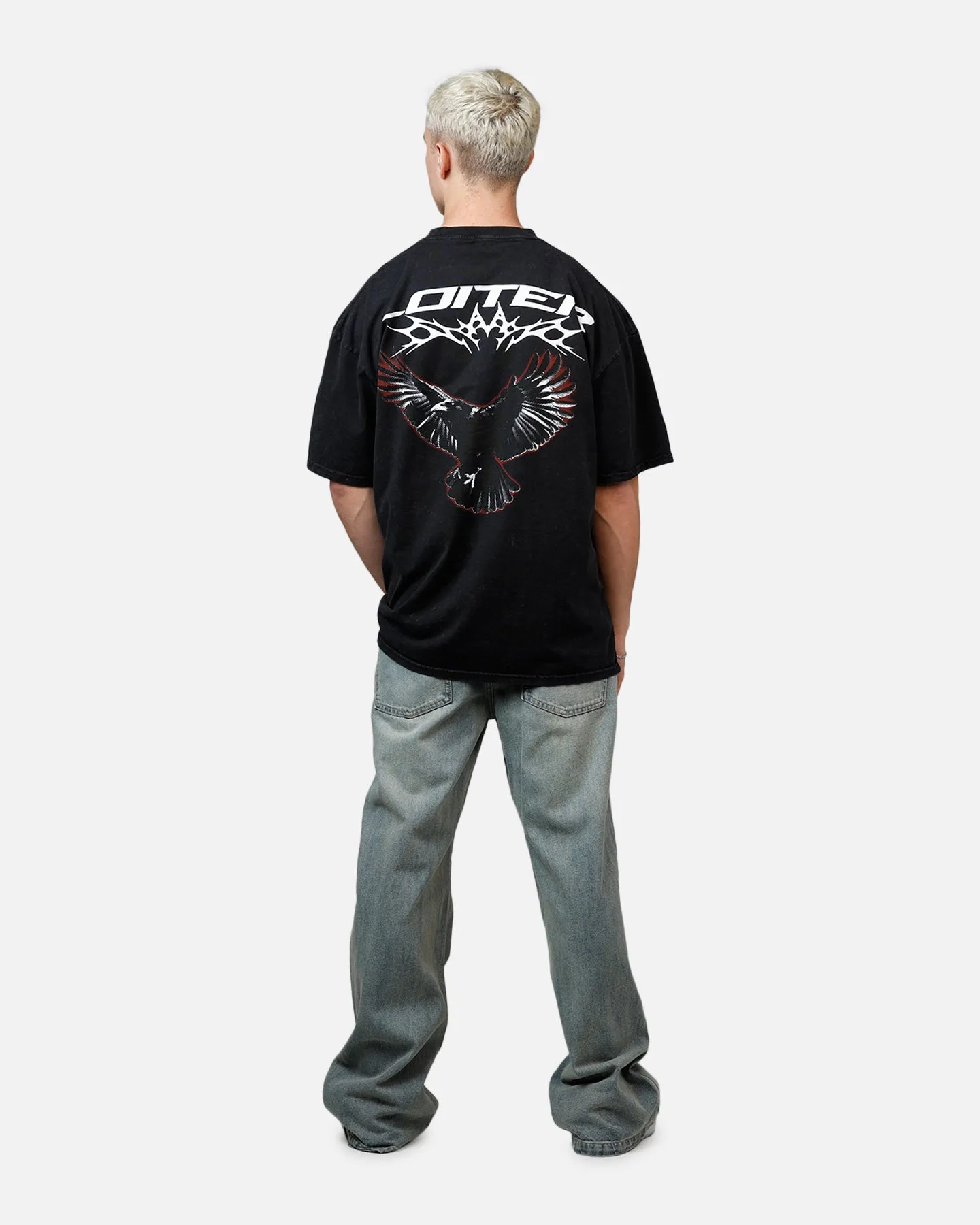 Loiter Flight T-Shirt Black Acidwash