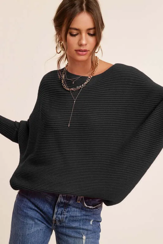 Mae Ribbed Boat Neckline Sweater