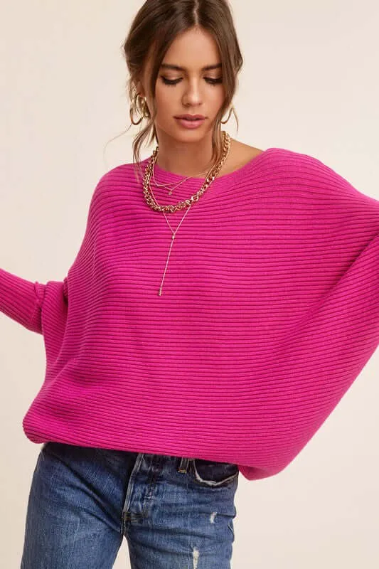 Mae Ribbed Boat Neckline Sweater