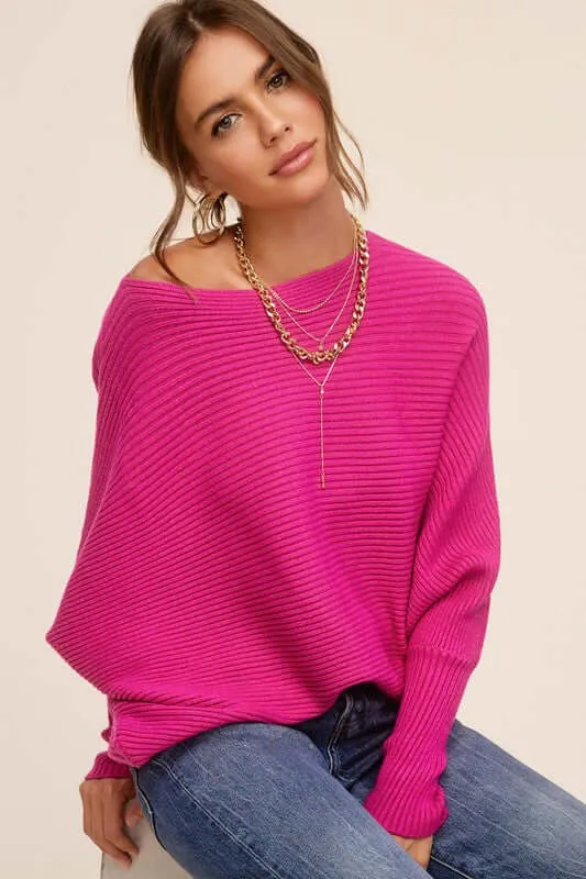 Mae Ribbed Boat Neckline Sweater