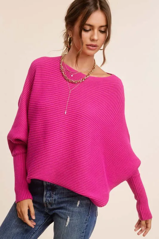 Mae Ribbed Boat Neckline Sweater