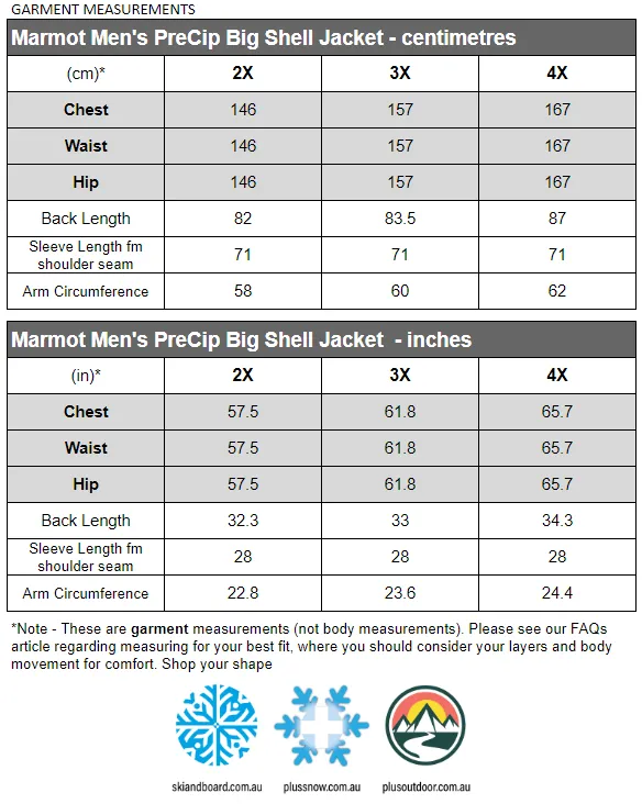 Marmot Precip Eco Shell Rain Jacket Mens Big and Tall Black 2X - 4X