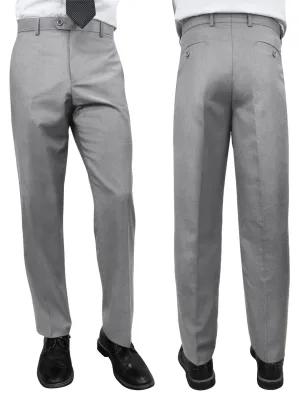 Men's Dress Pants Flat Front 100% Fine Wool Open Inseam | Grey | PL-100