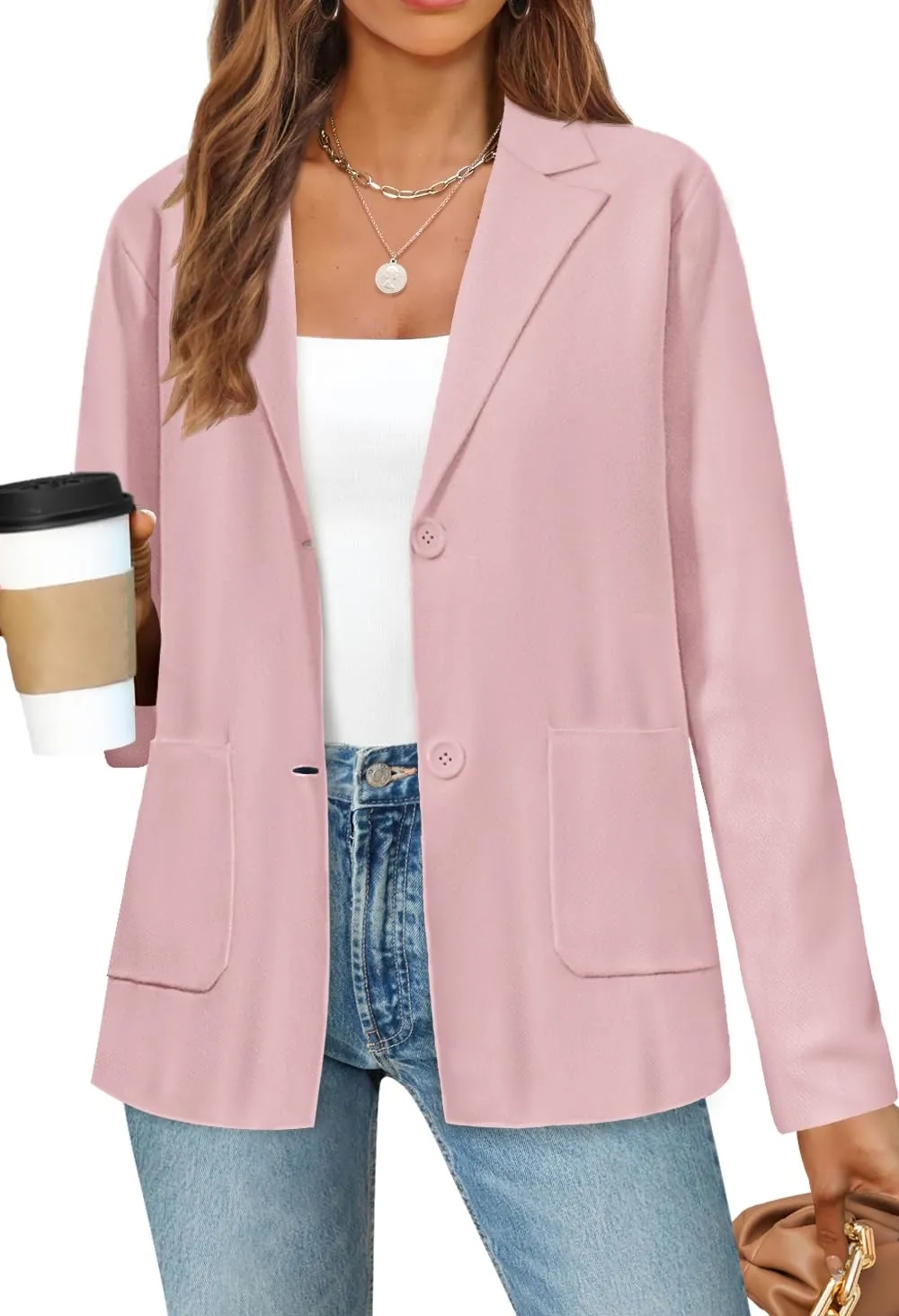 MEROKEETY Button Lapel Casual Open Front Knit Sweater Jacket