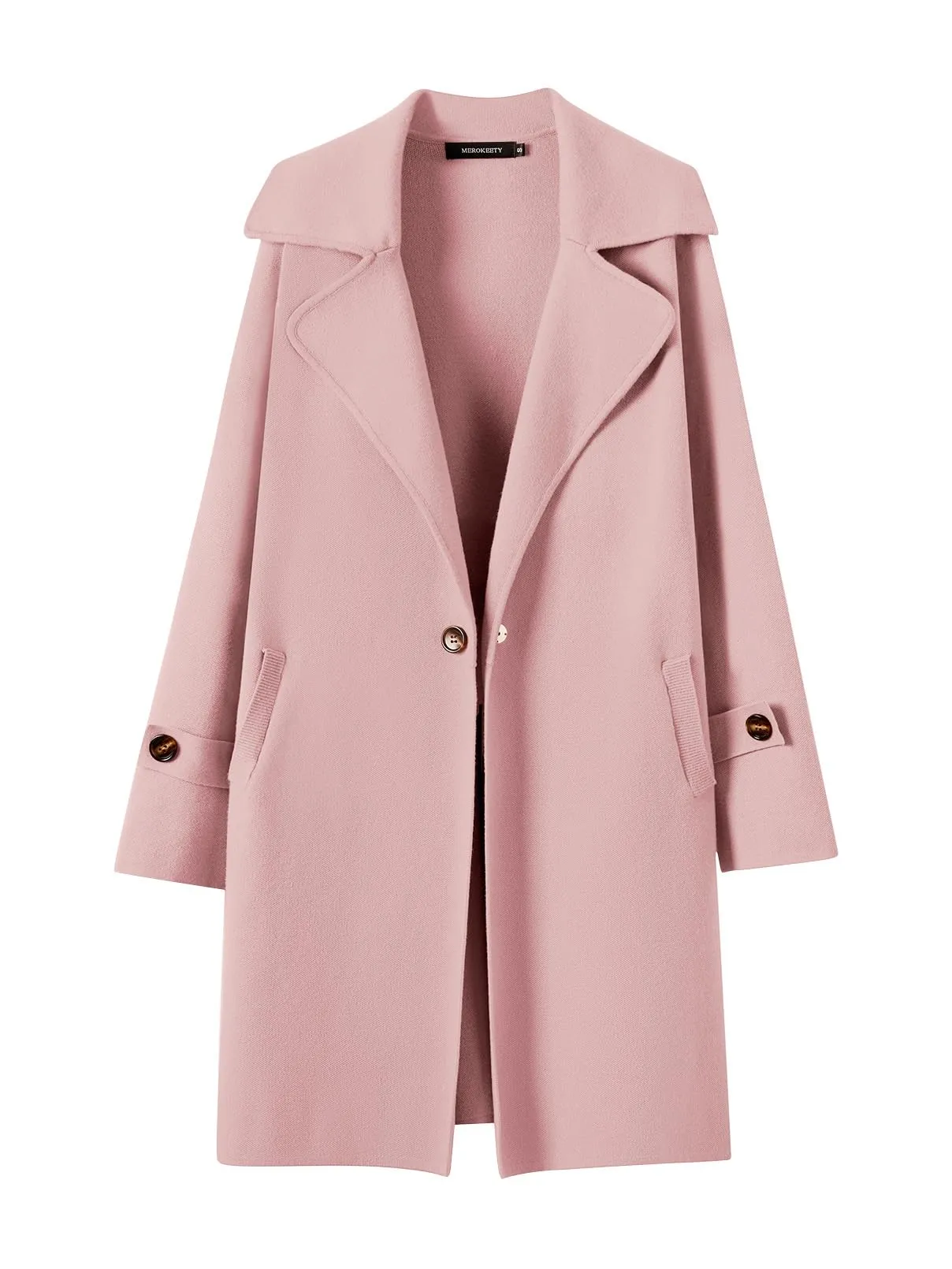 MEROKEETY Long Sleeve Lapel Collar Blazer Cardigan
