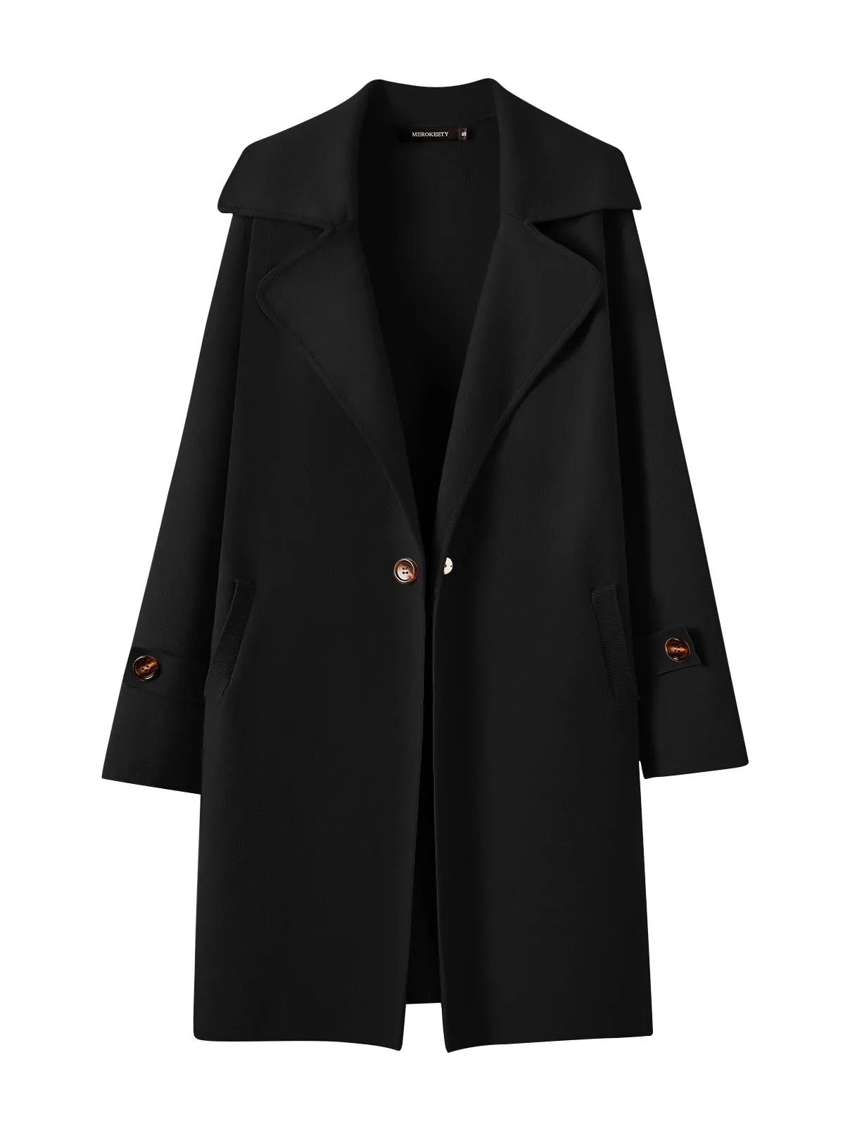 MEROKEETY Long Sleeve Lapel Collar Blazer Cardigan