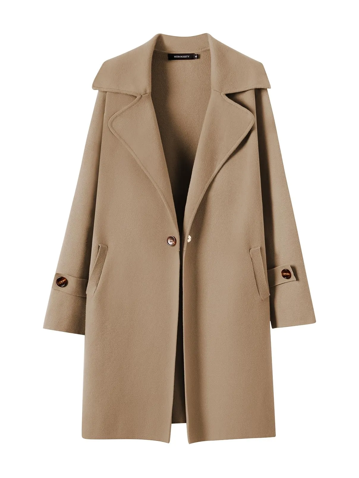 MEROKEETY Long Sleeve Lapel Collar Blazer Cardigan