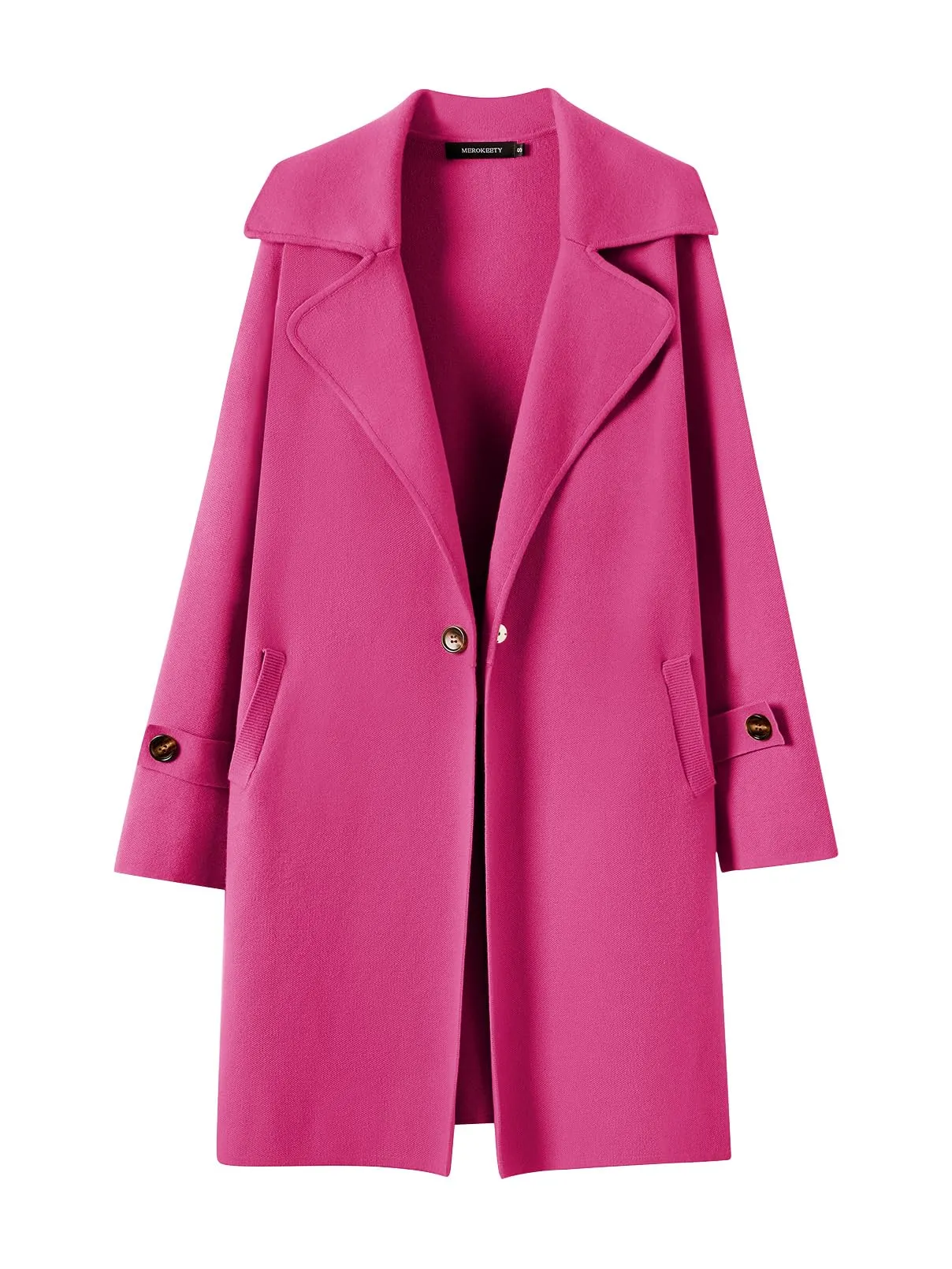 MEROKEETY Long Sleeve Lapel Collar Blazer Cardigan