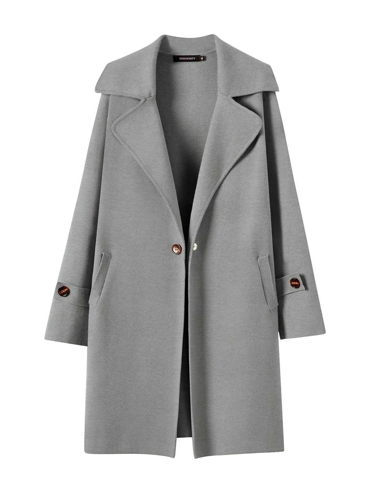 MEROKEETY Long Sleeve Lapel Collar Blazer Cardigan