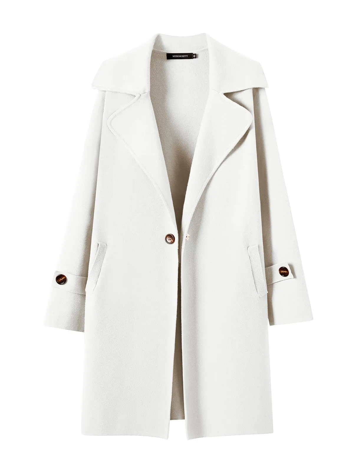 MEROKEETY Long Sleeve Lapel Collar Blazer Cardigan