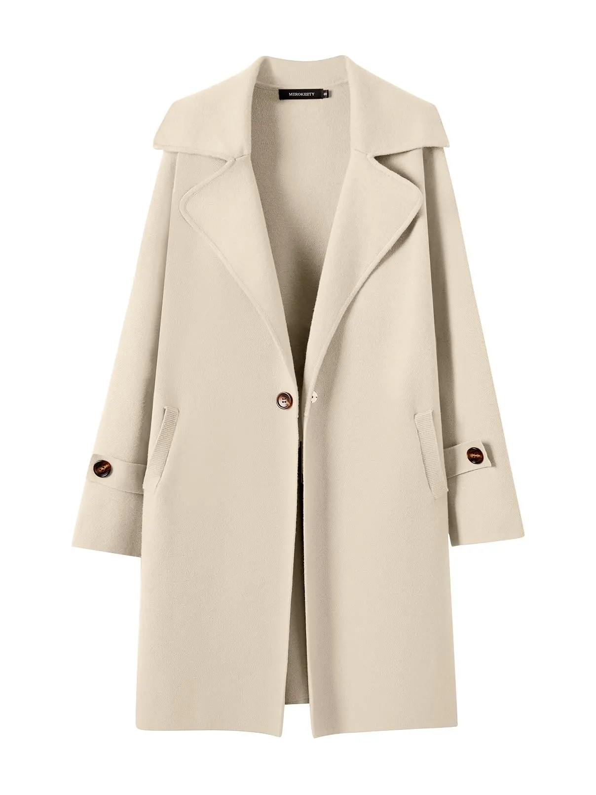 MEROKEETY Long Sleeve Lapel Collar Blazer Cardigan