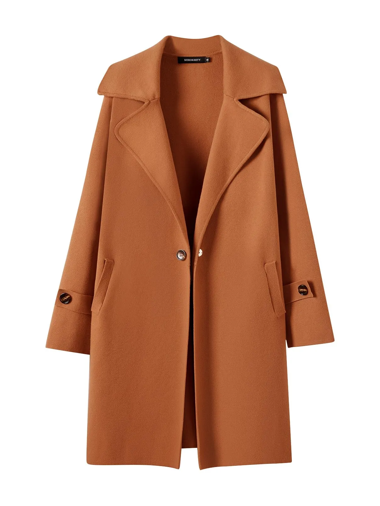 MEROKEETY Long Sleeve Lapel Collar Blazer Cardigan