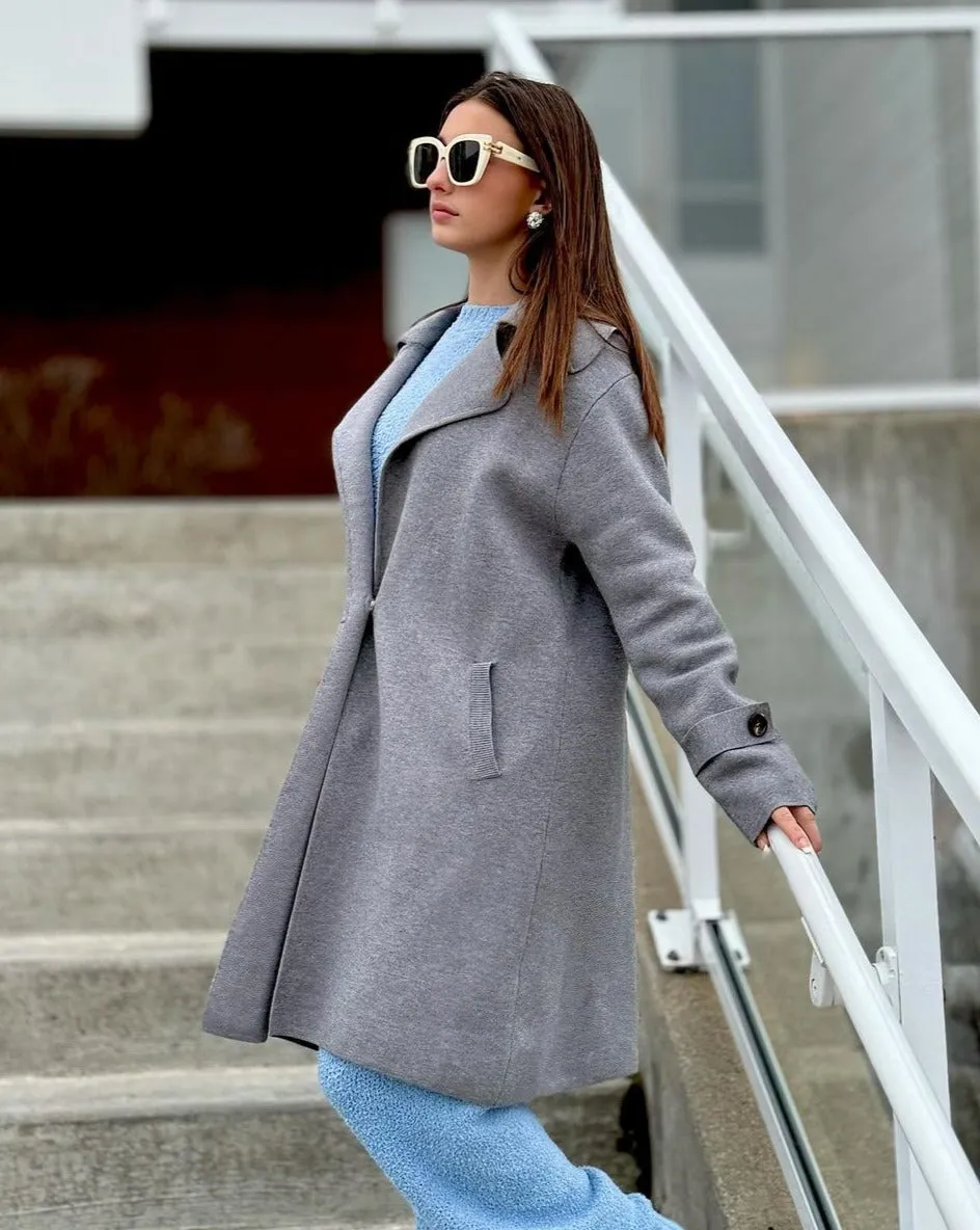 MEROKEETY Long Sleeve Lapel Collar Blazer Cardigan