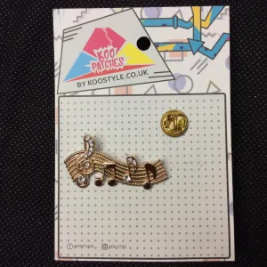 MP0024 - Musical Notes Colourful Gold Metal Pin Badge