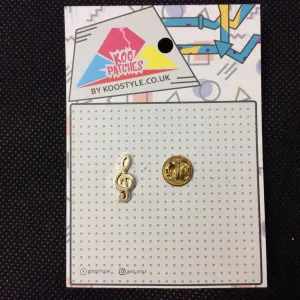 MP0185 - Tiny Gold Music Note Treble Clef Metal Pin Badge