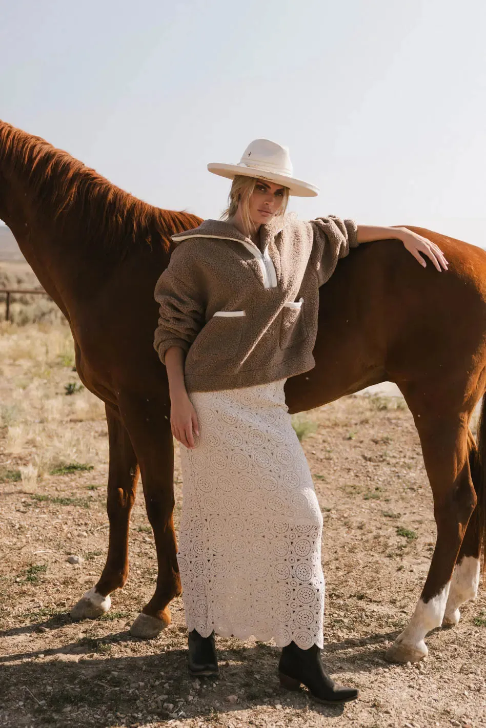 Nora Fleece Pullover in Brown - FINAL SALE