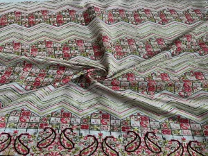 Off White Multicoloured Thread & Sequins Chanderi Fabric