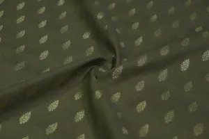 Olive Green Motifs Cotton Silk Zari Buta Jacquard Fabric