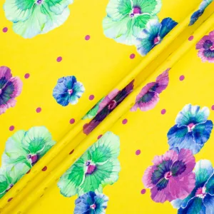 Pansy Printed Canary Yellow Silk Jacquard (A 1.50m Piece)
