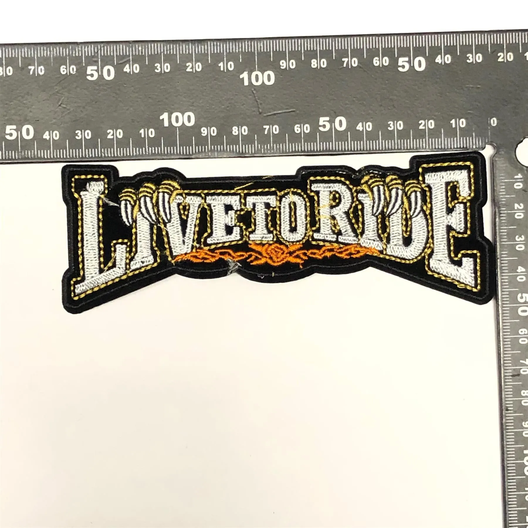 PC4187B - Live To Ride Silver (Iron On)