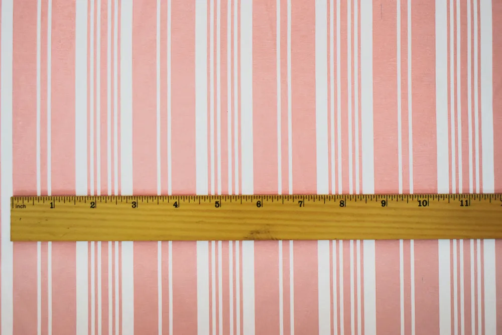 Peach Orange-White Rayon Cotton Striped Shirting Woven Fabric