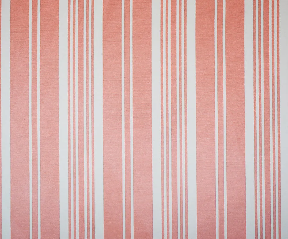 Peach Orange-White Rayon Cotton Striped Shirting Woven Fabric