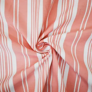 Peach Orange-White Rayon Cotton Striped Shirting Woven Fabric