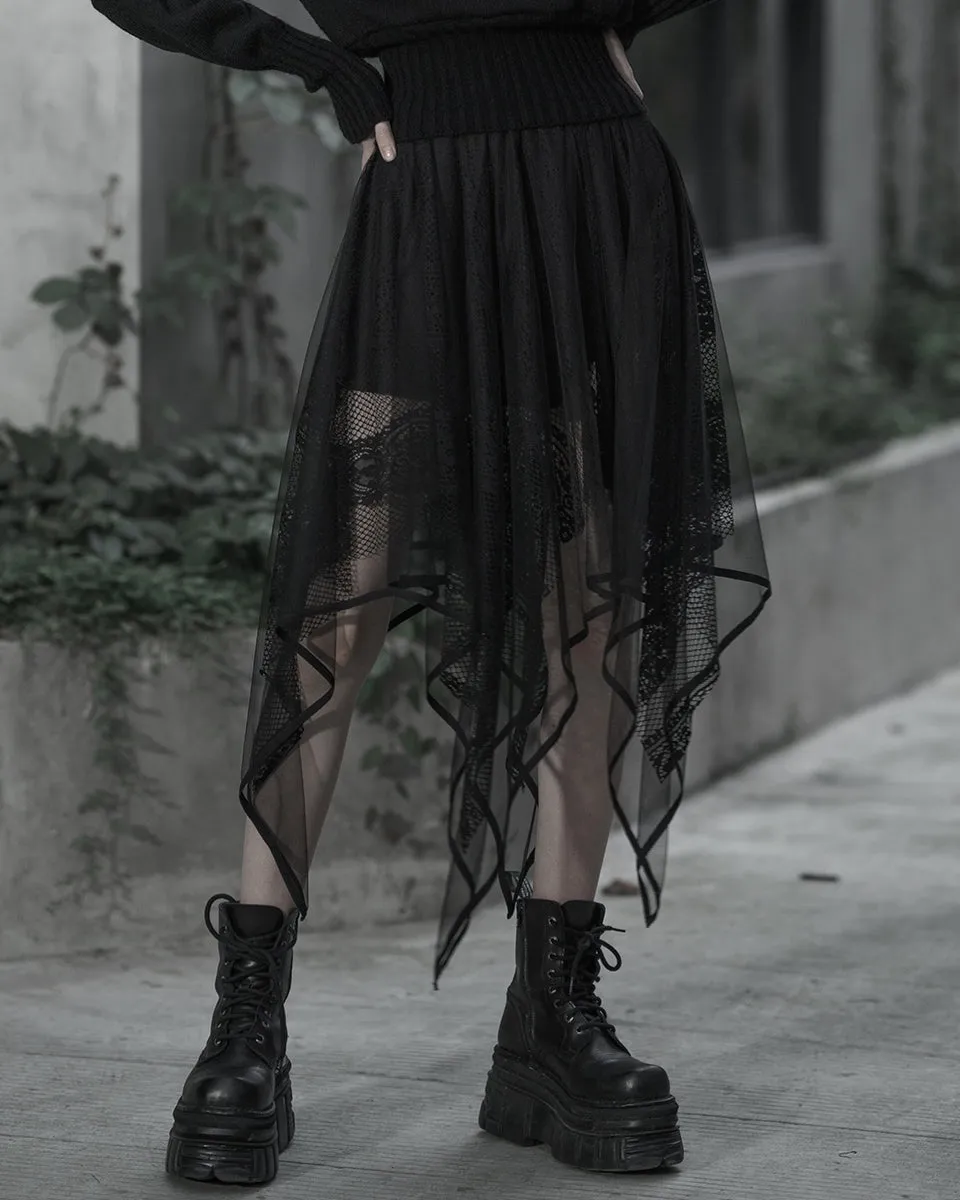 Punk Rave Bewitched Womens Gothic Witch Handerkchief Skirt