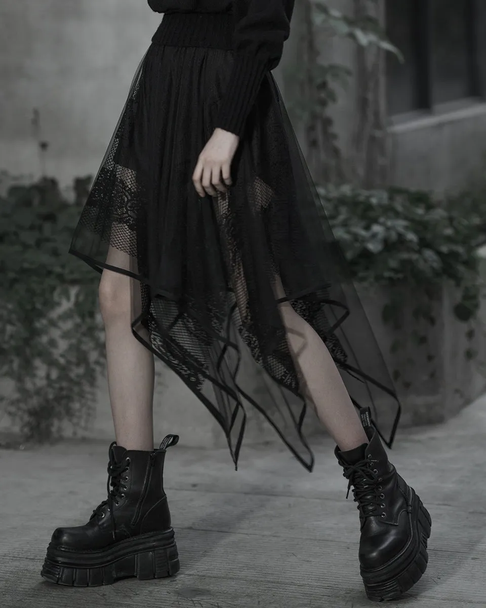 Punk Rave Bewitched Womens Gothic Witch Handerkchief Skirt