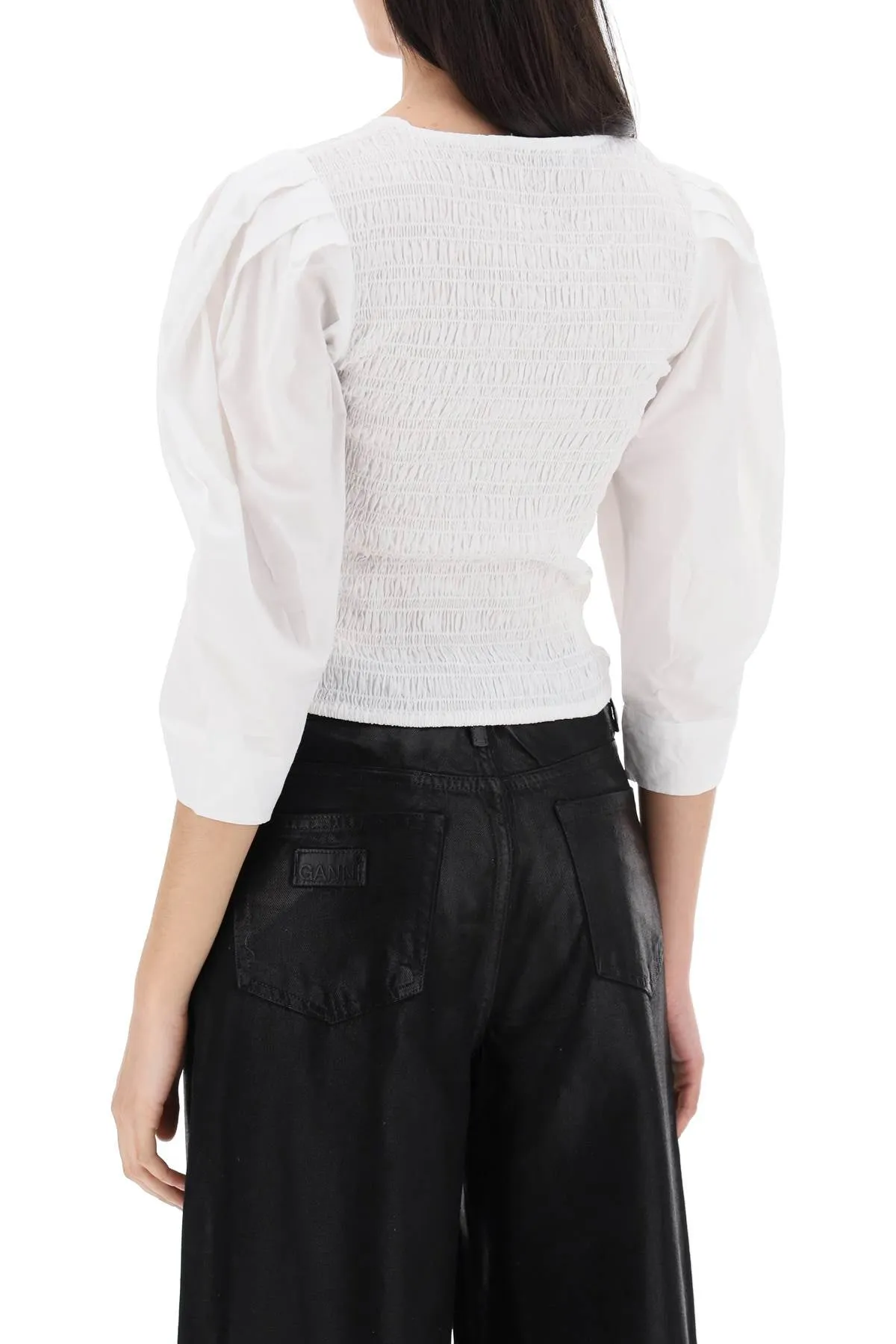 "poplin smock blouse