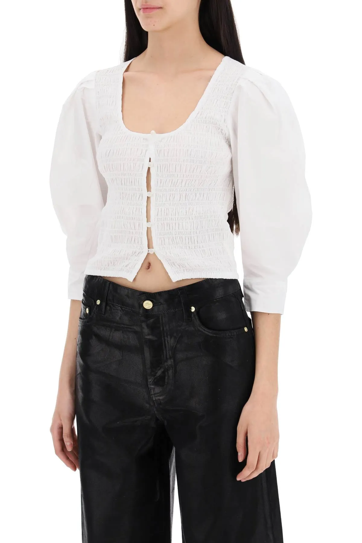 "poplin smock blouse