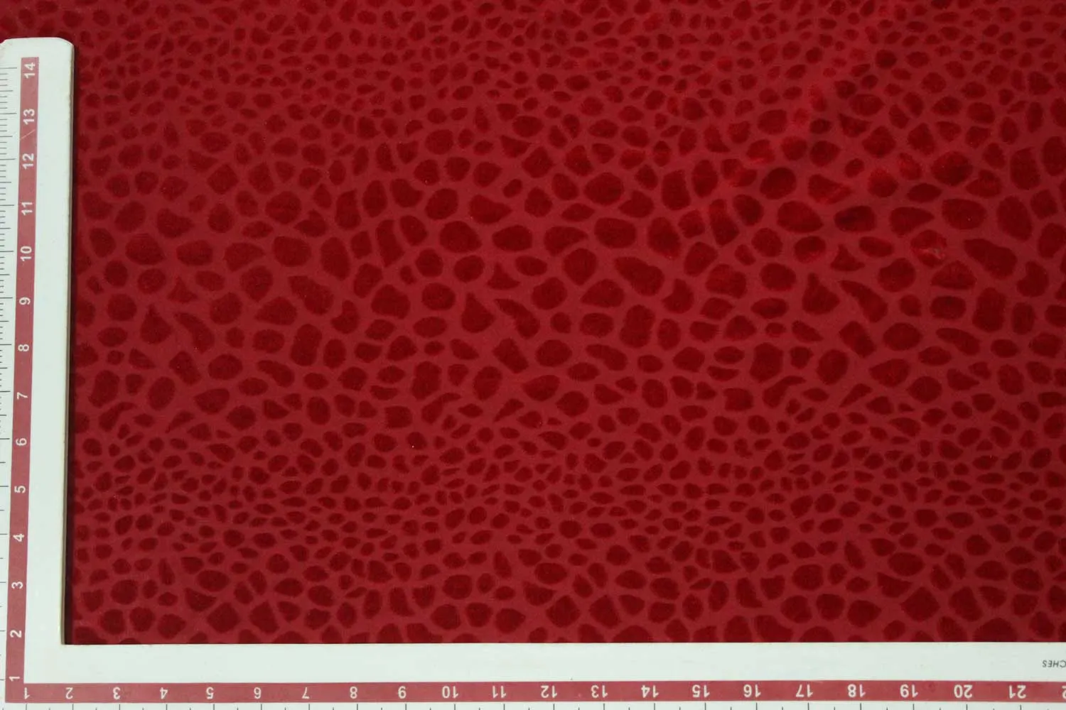 Red Abstract Polyester Viscose Blend Burnout Stretch Fabric