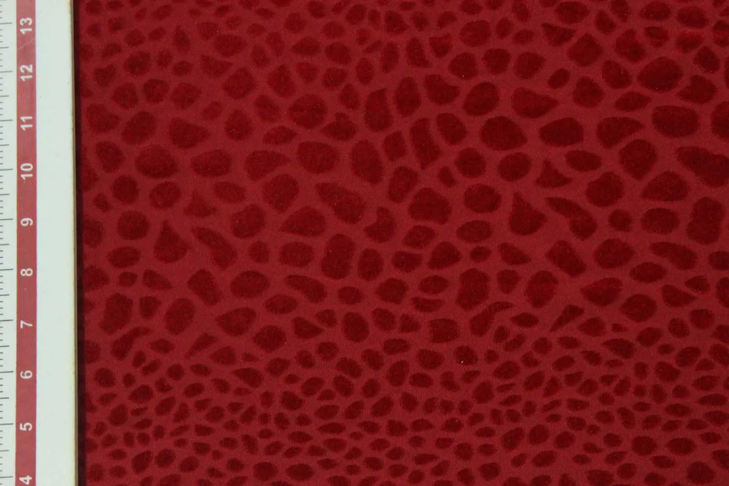 Red Abstract Polyester Viscose Blend Burnout Stretch Fabric
