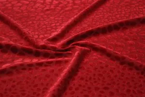 Red Abstract Polyester Viscose Blend Burnout Stretch Fabric
