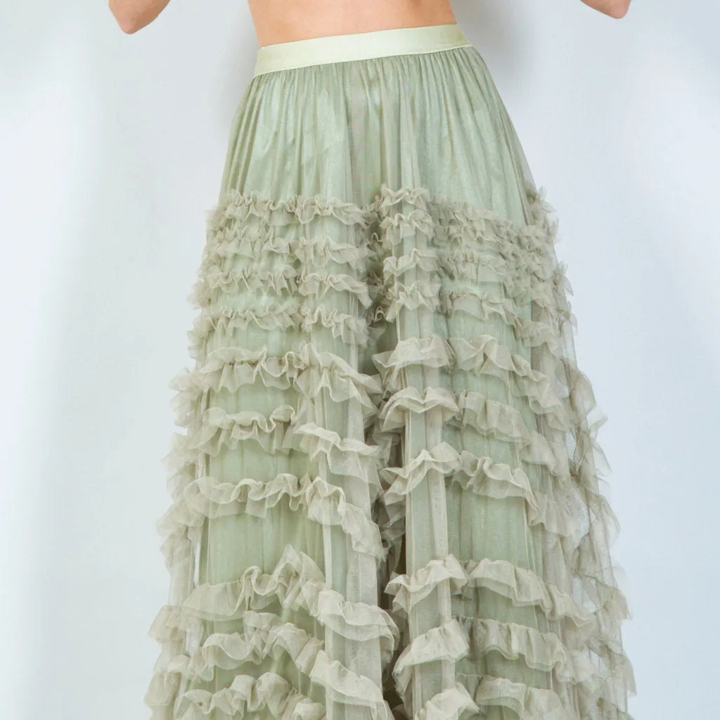 Ruffled tulle maxi skirt wholesale