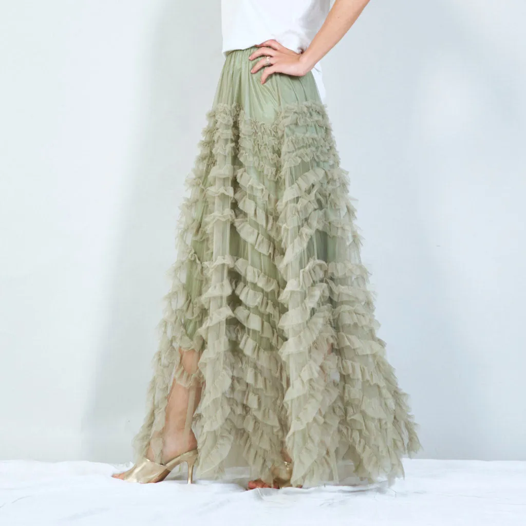 Ruffled tulle maxi skirt wholesale