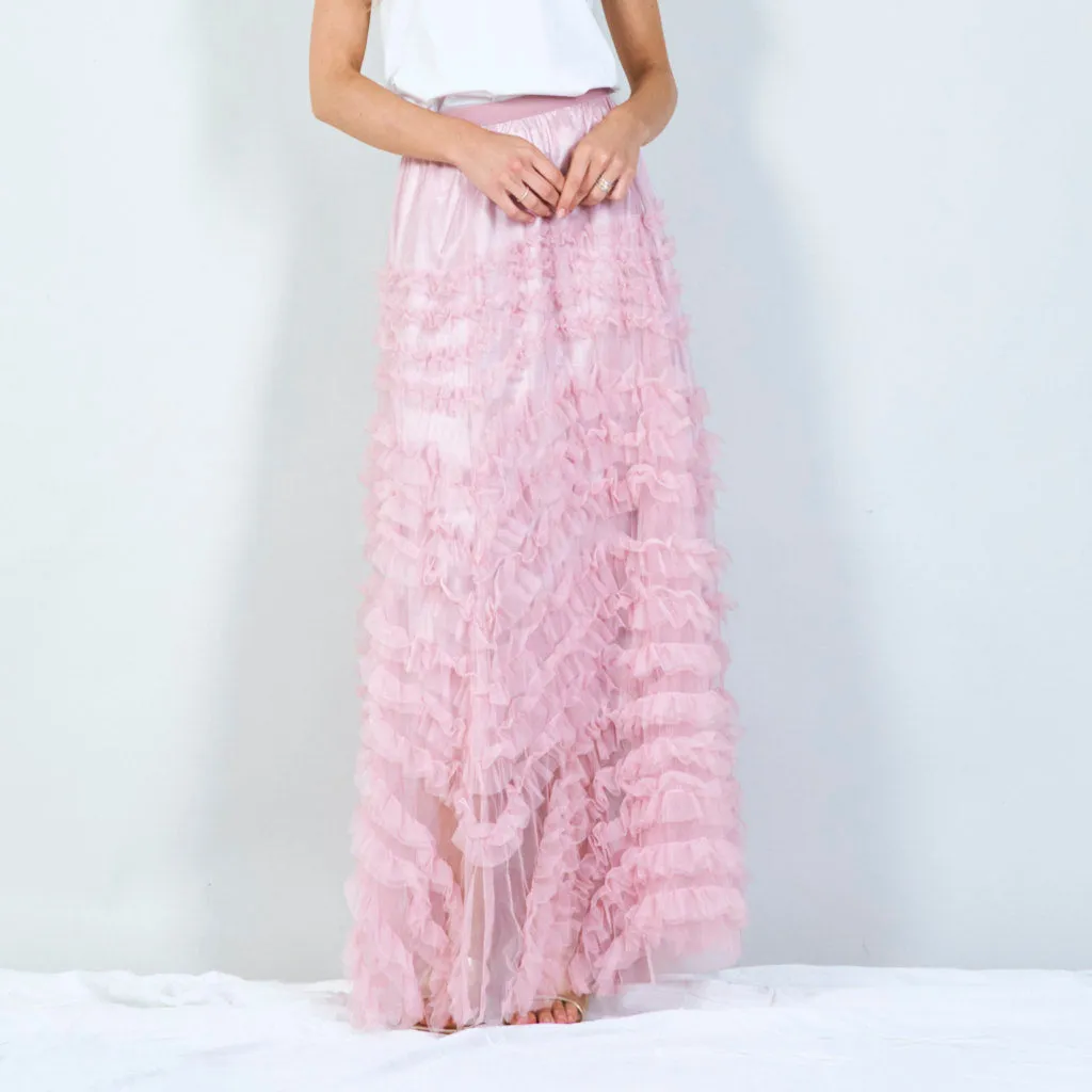 Ruffled tulle maxi skirt wholesale