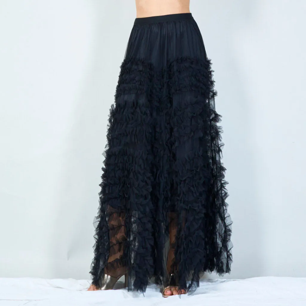 Ruffled tulle maxi skirt wholesale