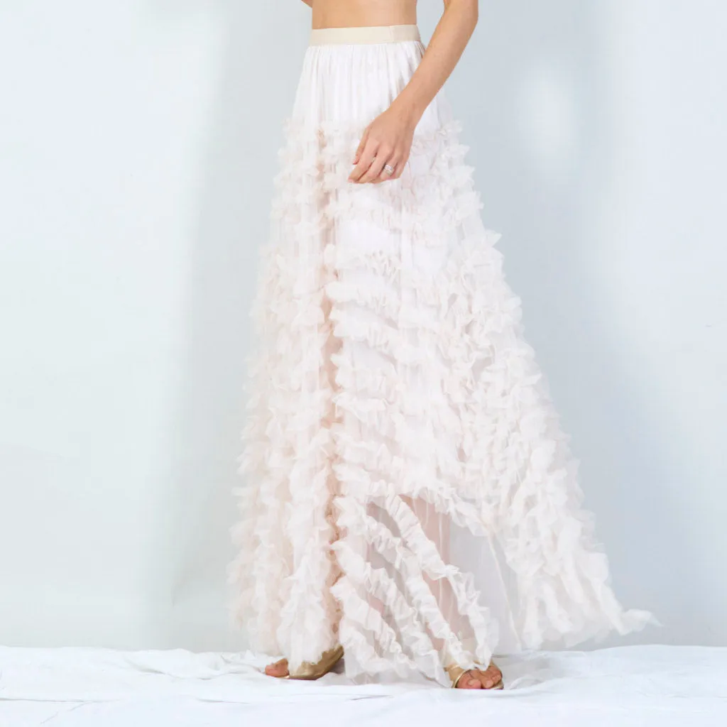 Ruffled tulle maxi skirt wholesale